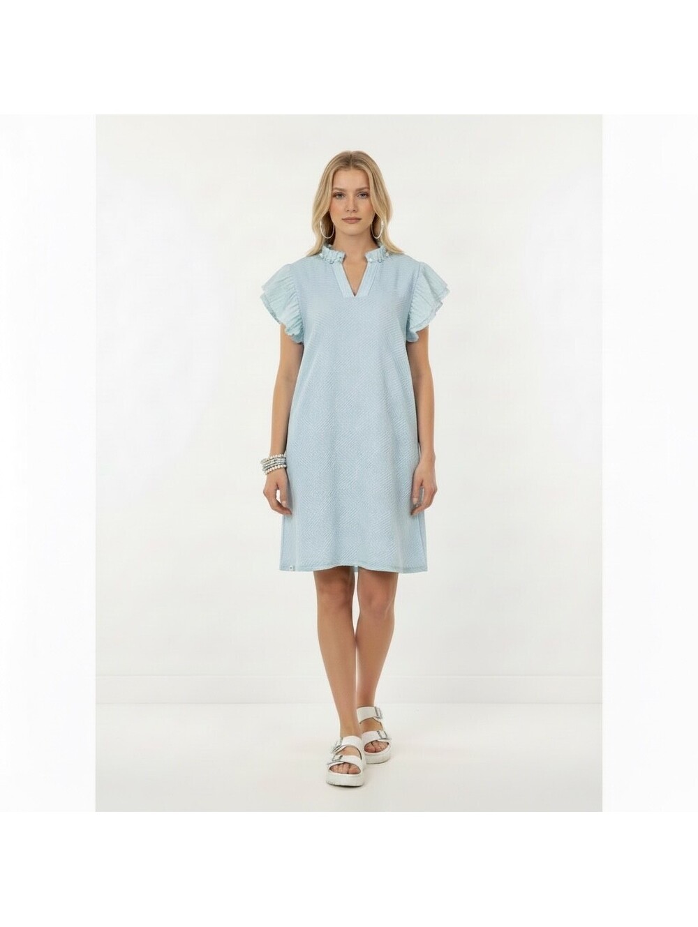 Simply Southern Quilted Pearl Rhineston Embellished Ruffle Shift Dress Size XL